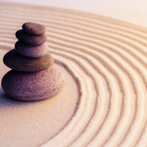 Meditation zen garden with stones on sand